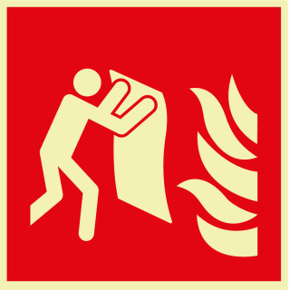 PERMALIGHT power Brandschutzzeichen: Feuerlöschdecke, ASR A2.3, Folie oder Kunststoff lang nachleuchtend, 200 x 200 mm