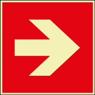 PERMALIGHT power Brandschutzzeichen: Richtungspfeil, ASR A2.3, Folie oder Kunststoff lang nachleuchtend, 150 x 150 mm