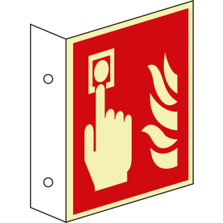 PERMALIGHT power Fahnenschild: Brandmelder, ASR/ISO, Aluminium lang nachleuchtend
