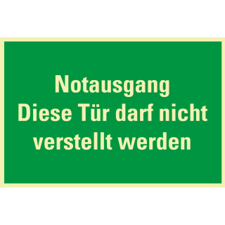 PERMALIGHT power Rettungszeichen: Diese Tür darf nicht […], ASR A2.3, Kunststoff lang nachleuchtend, 300 x 200 mm