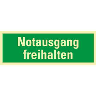 PERMALIGHT power Rettungszeichen: Notausgang freihalten, ASR A2.3, Folie lang nachleuchtend, 297 x 105 mm