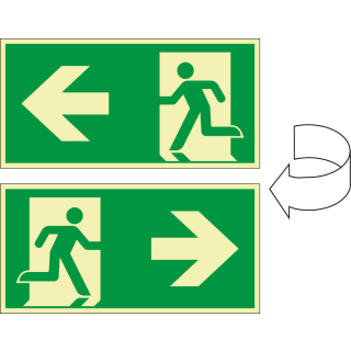 PERMALIGHT power Rettungszeichen: Rettungsweg rechts/links mit Pfeil, ASR/ISO, doppelseitig, Kunststoff lang nachleuchtend