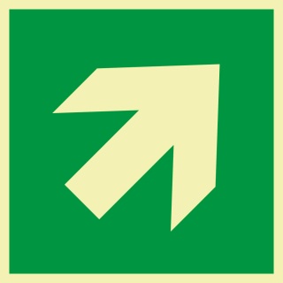 PERMALIGHT power Rettungszeichen: Richtungspfeil diagonal, ASR/ISO, versch. Materialien, lang nachleuchtend