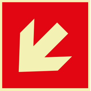 PERMALIGHT power Brandschutzzeichen: Richtungspfeil diagonal, ASR A2.3, Folie oder Kunststoff lang nachleuchtend, 150 x 150 mm