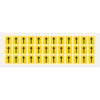 Pfeil für Buchstaben und Ziffern, gelb-schwarz, Folie selbstklebend