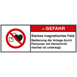 Produktsicherheitsschild: GEFAHR - Starkes magnetisches Feld - Bedienung […], RoHS konform, Folie selbstklebend
