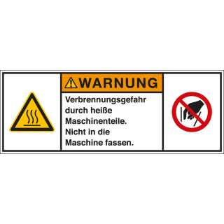 Produktsicherheitsschild: WARNUNG - Verbrennungsgefahr durch heiße […], RoHS konform, Folie selbstklebend