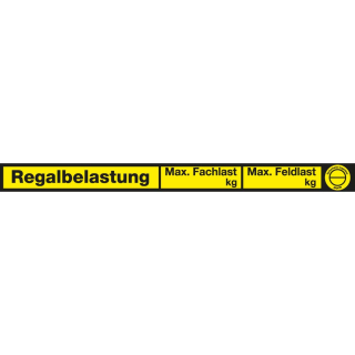 Regalbelastungsaufkleber zum Selbstbeschriften, gelb-schwarz, Folie selbstklebend, 300 x 24 mm, 8 St./Bogen