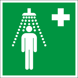 Rettungszeichen: Notdusche, grün-weiß, ASR/ISO, Folie selbstklebend oder Kunststoff, 200 x 200 mm, nur als Einzelstück