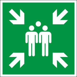 Rettungszeichen: Sammelstelle, grün-weiß, ASR/ISO