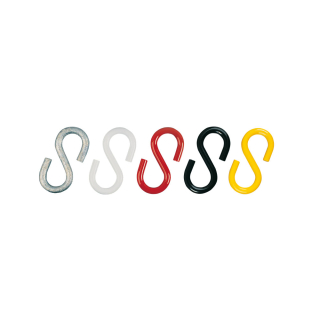 S-Haken zum Einhängen, verschiedene Farben, Kunststoff/Stahl, Ø 6 oder 8 mm