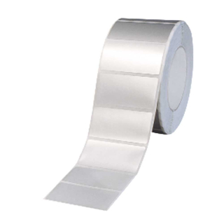 Sicherheitsetikett für Thermotransferdrucker, silber, metallisierte Polyesterfolie, versch. Größen