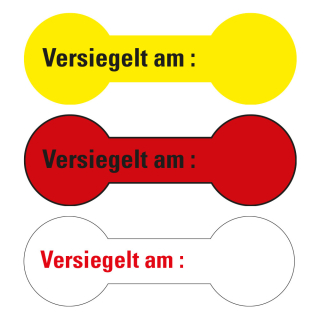 Sicherheitssiegel: Versiegelt am,  gelb, rot oder weiß