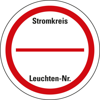 Stromkreisbezeichnungsschild zum Beschriften, Stromkreis, Leuchten-Nr., weiß