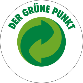 Umweltschild: Der grüne Punkt, weiß-grün, Weich-PVC-Folie selbstklebend, Ø 100 mm / 200 mm