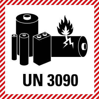 Verpackungskennzeichen: UN Nummer 3090, Standardfolie, 100 x 100 mm