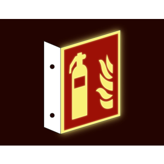 PERMALIGHT power Fahnenschild: Feuerlöscher, ASR/ISO, versch. Materialien, lang nachleuchtend