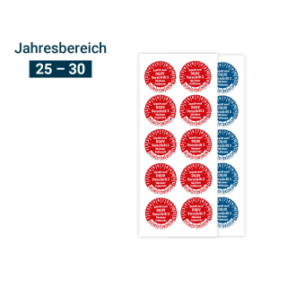 Produkt Hauptbild von Prüfplakette geprüft nach DGUV Vorschrift 3 Nächster Prüftermin, 25 - 30, verschiedene Materialien und Farben