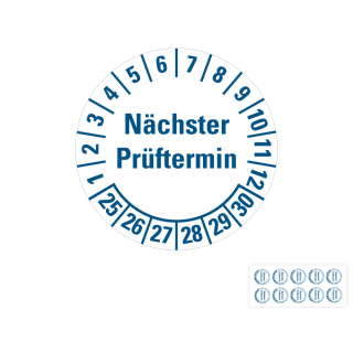 Produkt Hauptbild von 6-Jahres-Prüfplakette Nächster Prüftermin, weiß, Folie selbstklebend, 10 St./Bogen