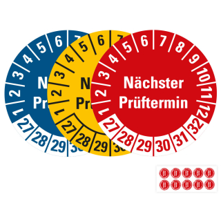Prüfplakette Nächster Prüftermin, 27 - 32, Standardfolie, 10 St./Bogen