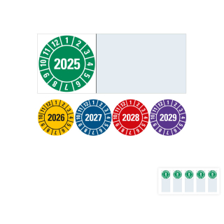 Produkt Hauptbild von Kabelprüfplakette, HEIN Jahresfarbe, Folie mit Spezialkleber, versch. Jahreszahlen und Größen