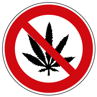 Verbotsschild Cannabiskonsum verboten Ø 200 mm, rot-schwarz