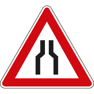 Verkehrszeichen: Verengte Fahrbahn, Nr. 120, Aluminium RA0/RA1/RA2 reflektierend, Schenkellänge 900 mm, 1 Stück