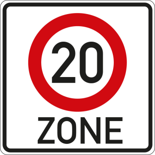 Verkehrszeichen: Beginn Tempo 20-Zone Nr. 274.1-20, Aluminium RA0/RA1/RA2 reflektierend, 600 mm x 600 mm, 1 Stück