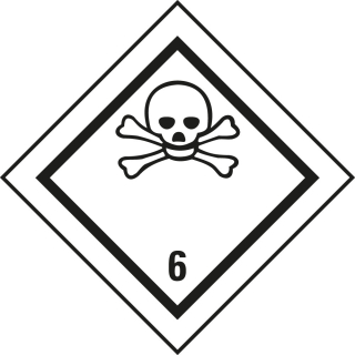 Verpackungskennzeichen: Klasse 6.1 - Giftig, weiß-schwarz, ADR, RID, IMDG-Code, GGVSEB, Haftpapier permanent