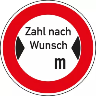 Verkehrszeichen Nr. 264 Verbot für Fahrzeuge mit Breite nach Wunsch, Aluminium reflektierend, Ø 420 mm, 1 Stück