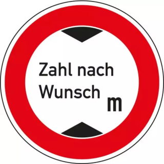 Verkehrszeichen Nr. 265 Verbot für Fahrzeuge mit Höhe nach Wunsch, Aluminium reflektierend, Ø 420 mm, 1 Stück