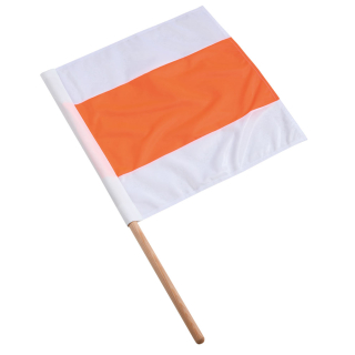 Warnflagge, zwei Farben, Polyester, 500 mm x 500 mm, mit 800 mm langem Holzstiel