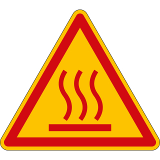 Kombi-Warnschild Temperaturgesteuert: Warnzeichen Warnung vor heißer Oberfläche, Dreieck, nur Piktogramm, ASR/ISO