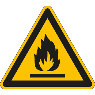 Warnschild / Warnzeichen: Warnung vor feuergefährlichen Stoffen, Dreieck, gelb-schwarz, ASR/ISO