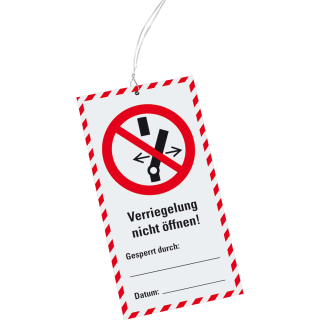 Wartungsanhänger Verriegelung nicht öffnen! mit Piktogramm