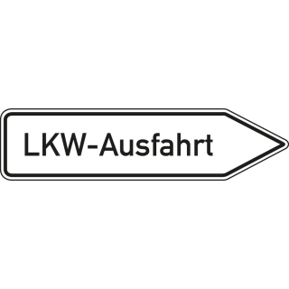 Wegweiser: LKW- Ausfahrt rechts- oder linksweisend, weiß, DIN 67520, Aluminium RA0 reflektierend