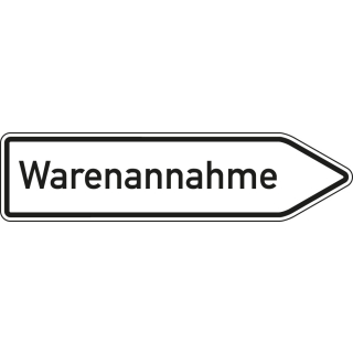 Wegweiser: Warenannahme rechts- oder linksweisend, weiß, DIN 67520, Aluminium RA0 reflektierend