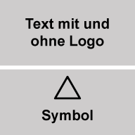 Text oben, Symbol unten