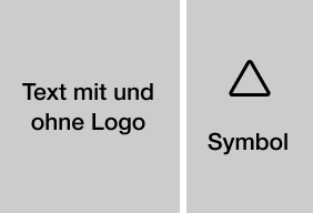 Text links, Symbol rechts