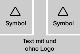 Symbol rechts und links, Text unten