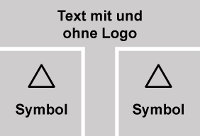 Text oben, Symbol links und rechts