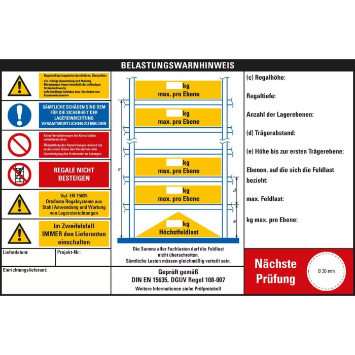 Belastungswarnhinweis DGUV Regel 108-007