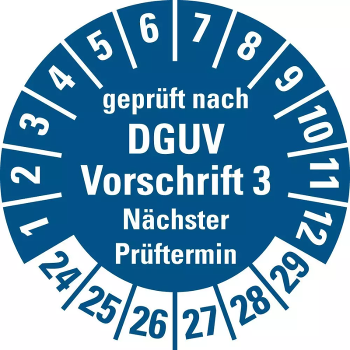 Prüfplakette DGUV Vorschrift 3