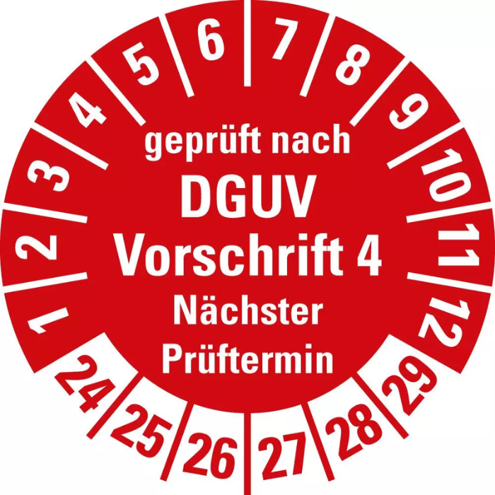 Prüfplakette DGUV Vorschrift 4