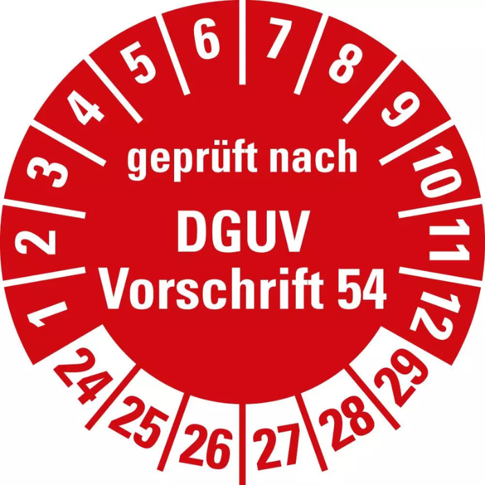 Prüfplakette DGUV Vorschrift 54