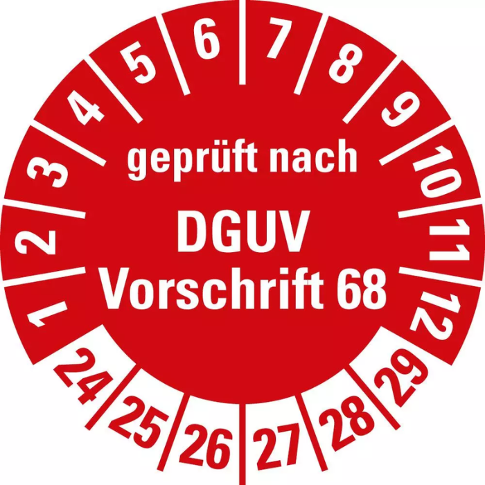 Prüfplakette DGUV Vorschrift 68