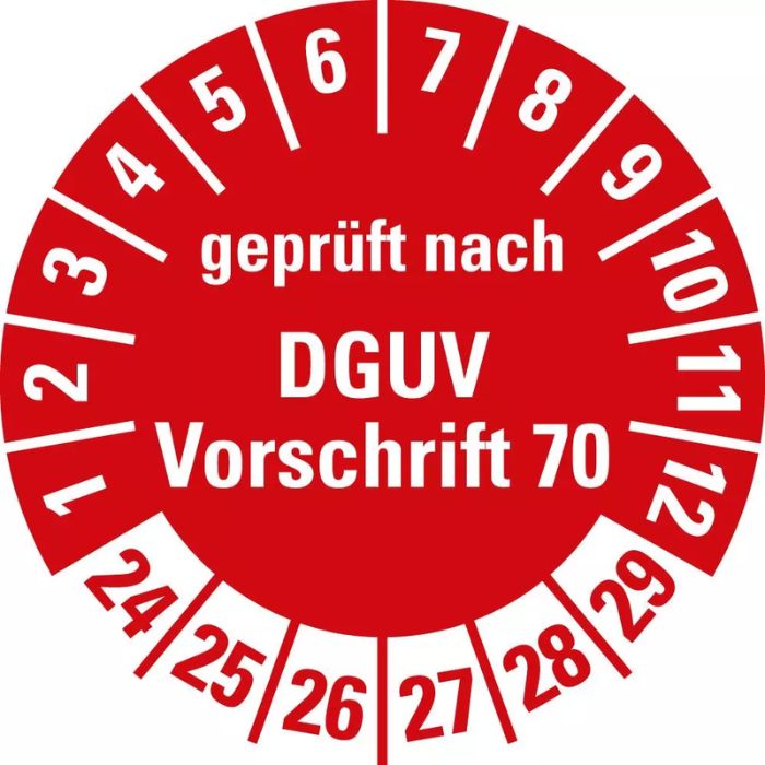 Prüfplakette DGUV Vorschrift 70
