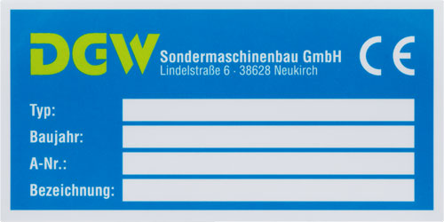 Typenschild selbstklebend