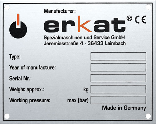 Typenschild nach Aluminium