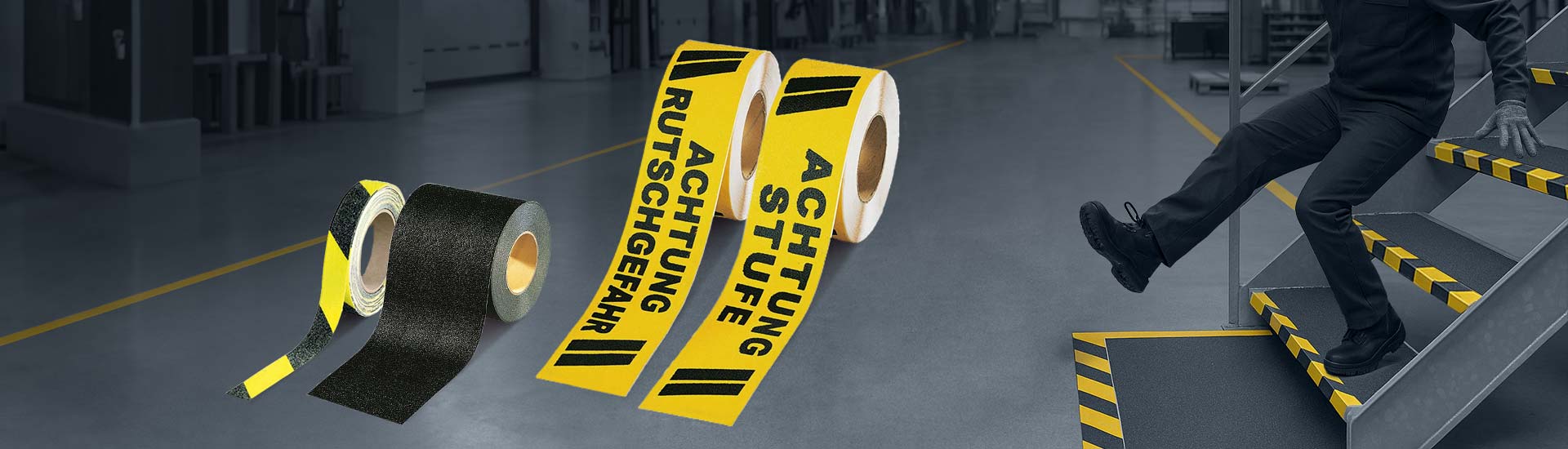 ACHTUNG STOLPERFALLE! Bodenmarkierungen & Anti-Rutsch-Systeme von HEIN